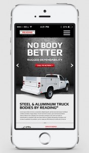 The new Reading Truck Body responsive website as it appears on an Apple iPhone