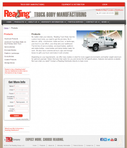 The previous Reading Truck Body site was not responsive or mobile friendly