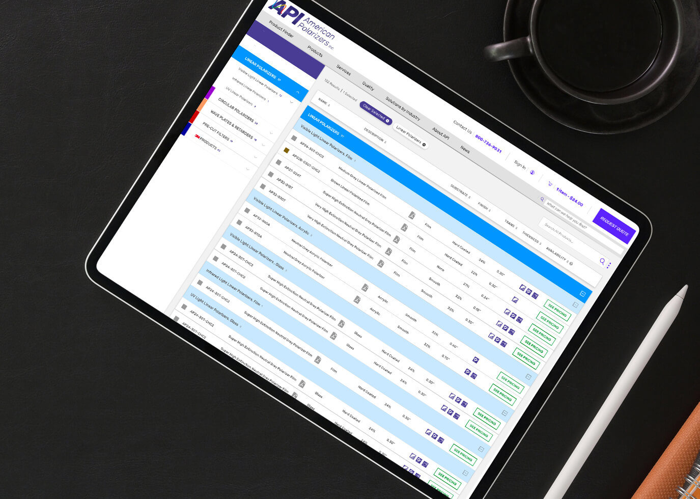 Product Finder on tablet